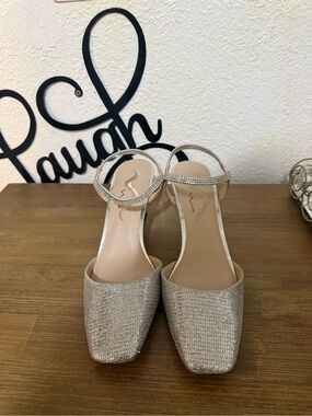 Women's Sparkle Ankle-Strap Heels in Champagne